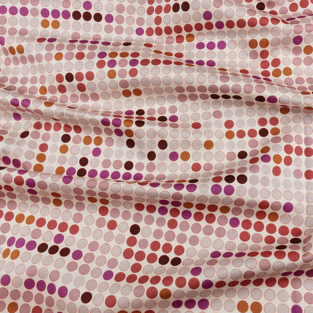 Stretch Cotton Sateen - Pink and Red Dots - Switchboard Soiree Print - Mood Exclusive Yesterday Collection - Joann Fabrics
