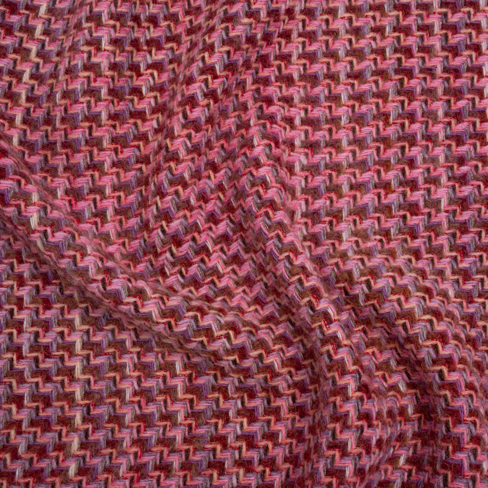 Wool Blend Tweed Twill Made in Italy - Pink, Rust Red and Purple - Joann Fabrics