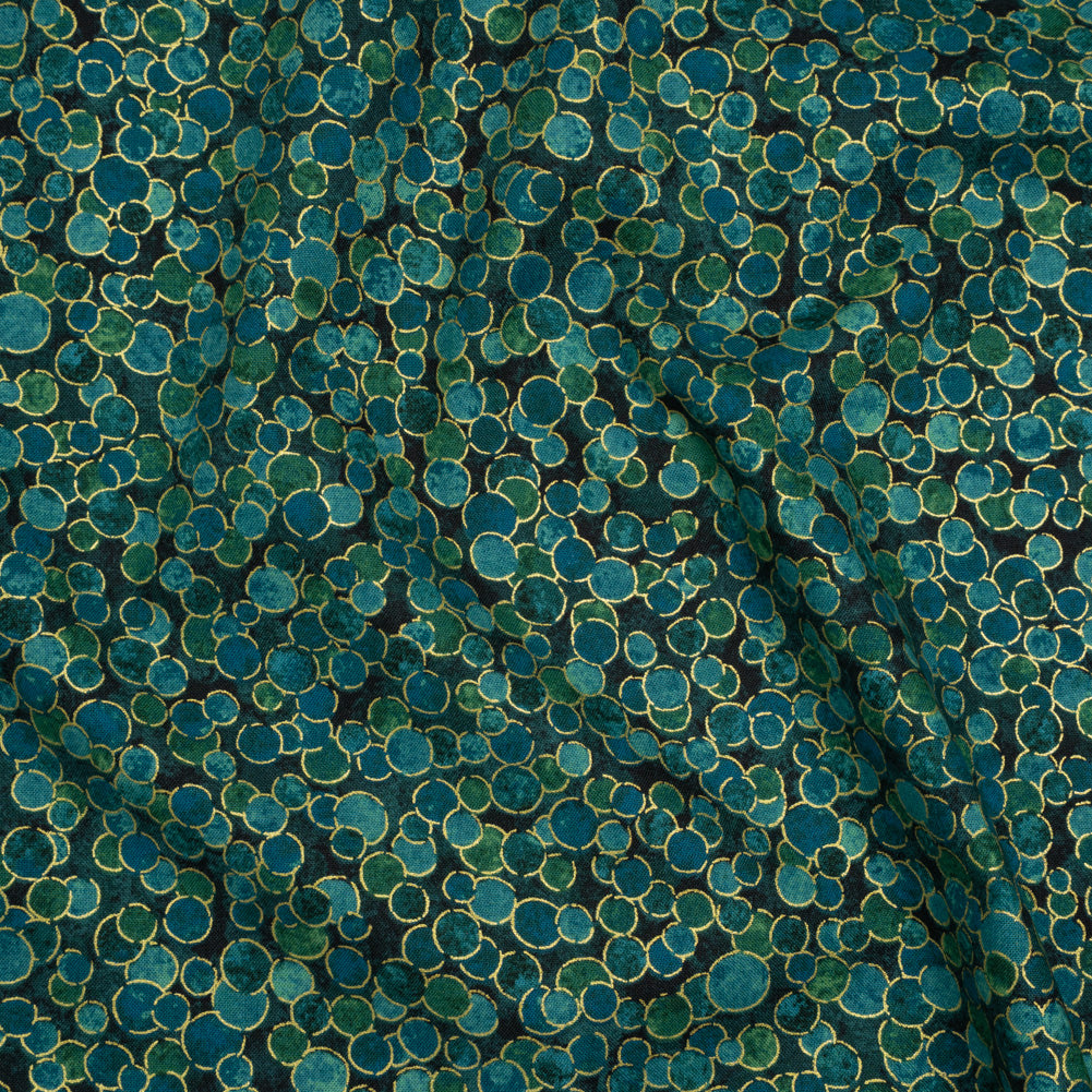 Metallic Printed Quilting Cotton by Northcott - Peacock Polka Dot Confetti - Shimmer Collection - Joann Fabrics