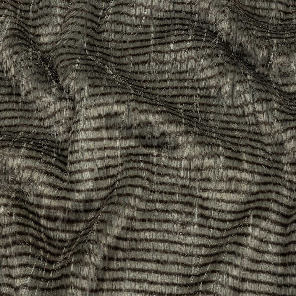 Silver and Pinecone Striped Feathery Luxury Faux Fur - Joann Fabrics