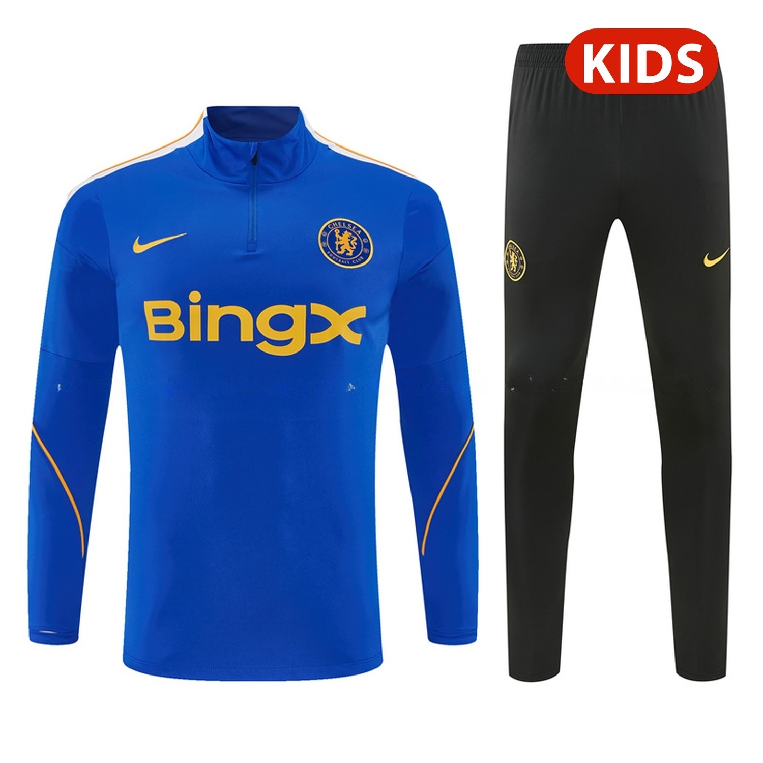 C.H.E.L.S.E.A 26-27 Kids Long Sleeve Training Set - Royal Blue Top & Black Pants - UnitedFutballJersey