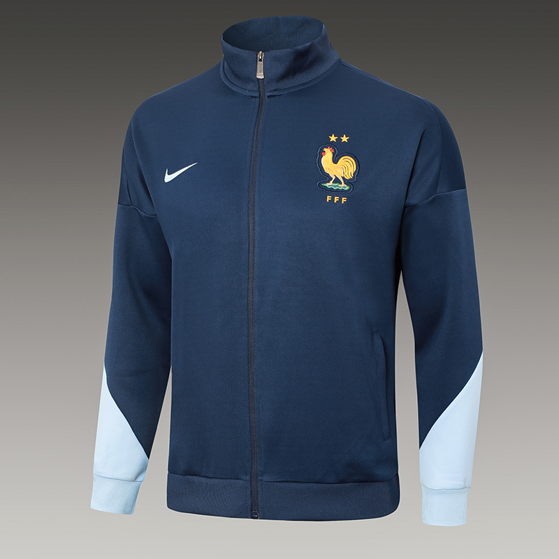 2024-2025 France Half-Pull Training Suit Royal Blue Football Shirt Set