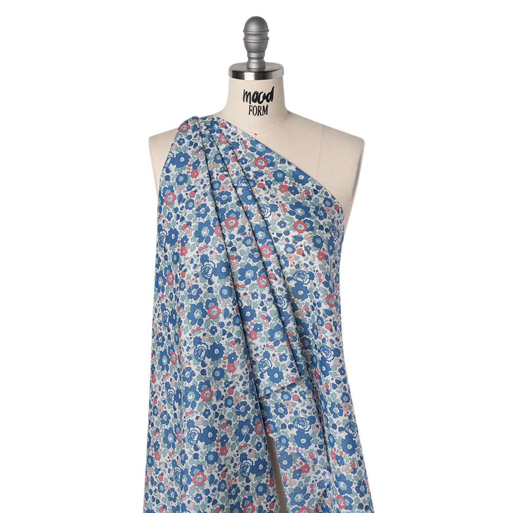 Liberty Fabrics Tana Lawn® - Betsy Blue - Country Blue, Pink and Baby Blue Floral - Joann Fabrics