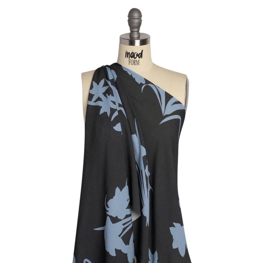 Viscose Crepe Print - Black and Blue Floral - Mood Exclusive April Ever After - Joann Fabrics