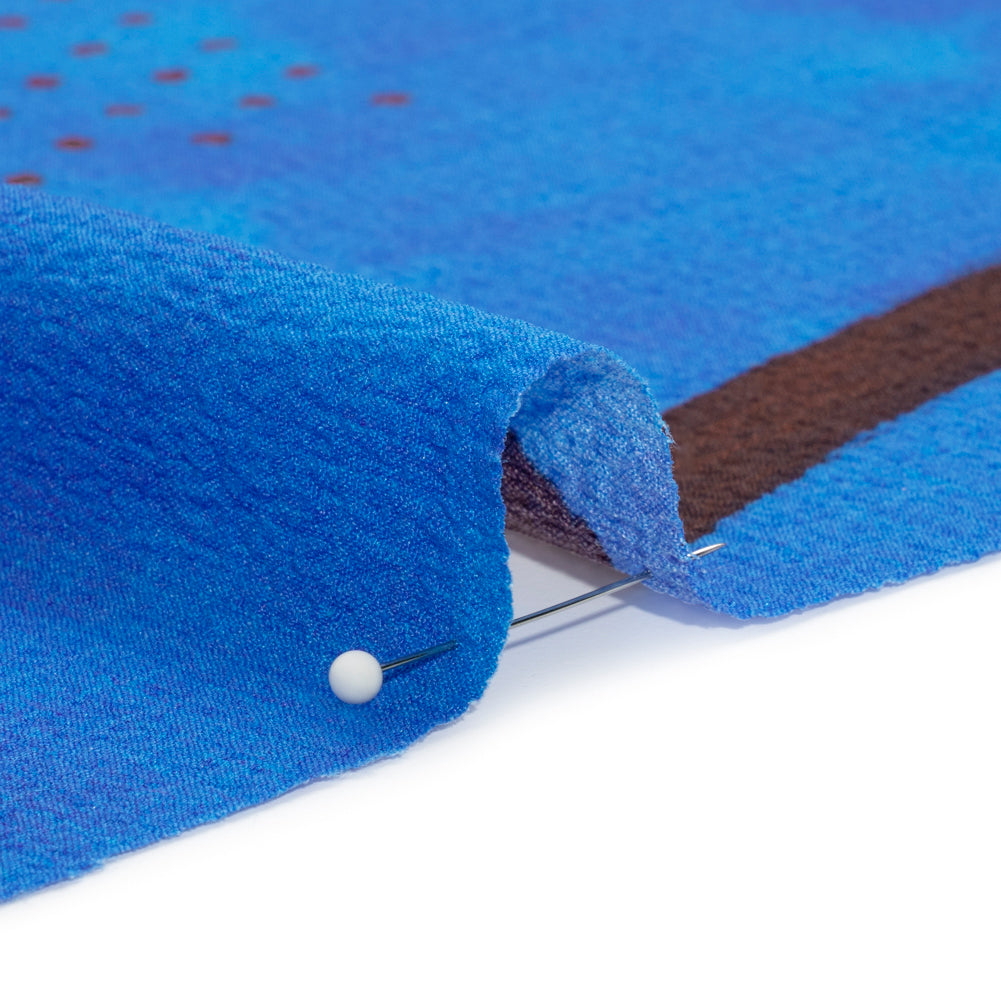 Mood Exclusive Blue Calligraph Creator Stretch Polyester Seersucker - Joann Fabrics
