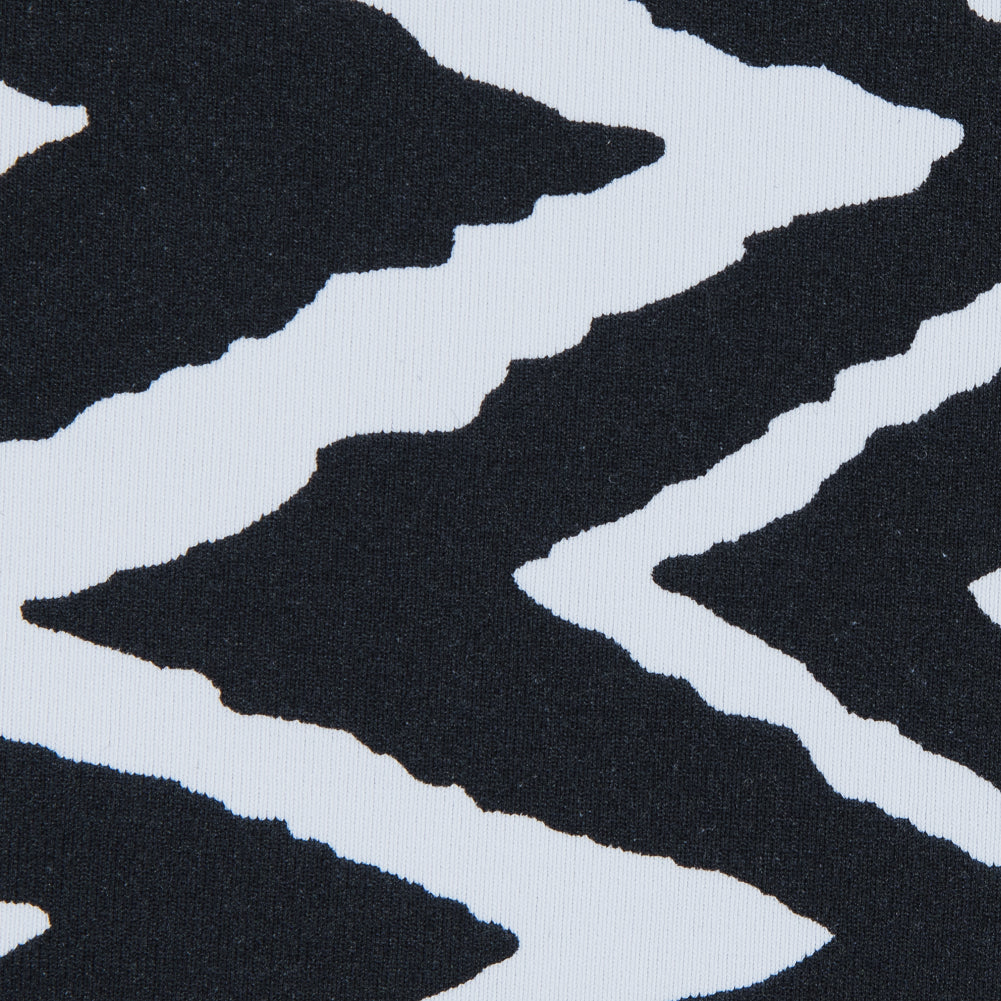 Black and White Zig Zag Printed Polyester Spandex - Joann Fabrics