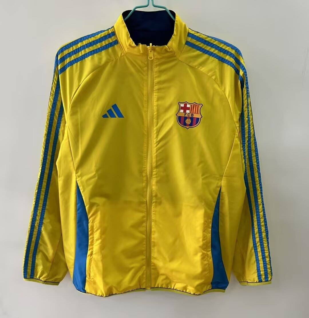 2025/2026 Barcelona Reversible Windbreaker Yellow and blue Soccer Jersey 1:1 Thai Quality