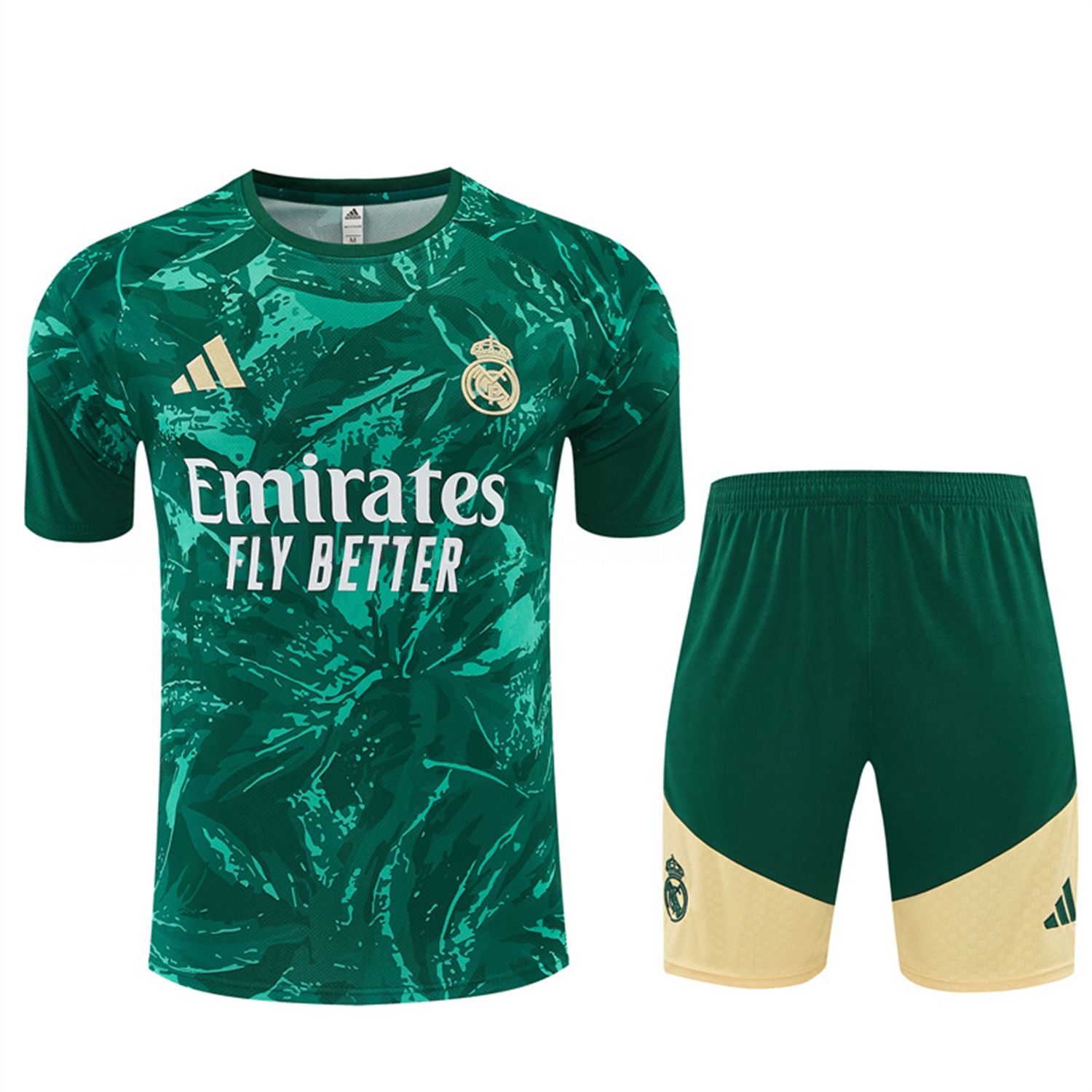 Real Madrid 26-27 Kids Short-Sleeve Training Set - Green Camouflage Top & Green Shorts - UnitedFutballJersey