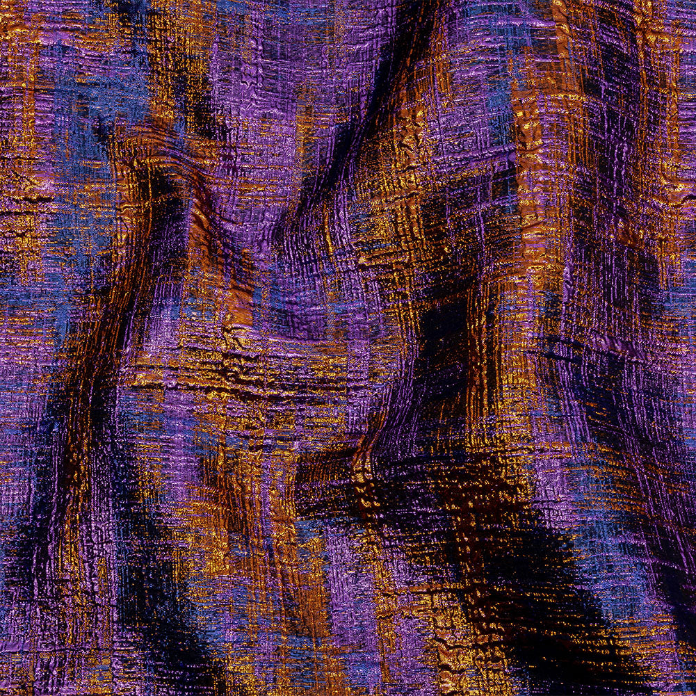 Metallic Blue, Purple and Orange Distressed Plaid Luxury Brocade - Joann Fabrics