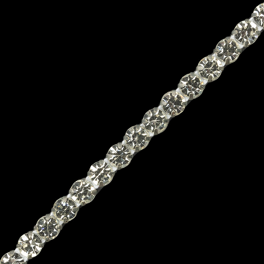 Vintage Crystal and Silver One Row Rhinestone Trim - 0.25