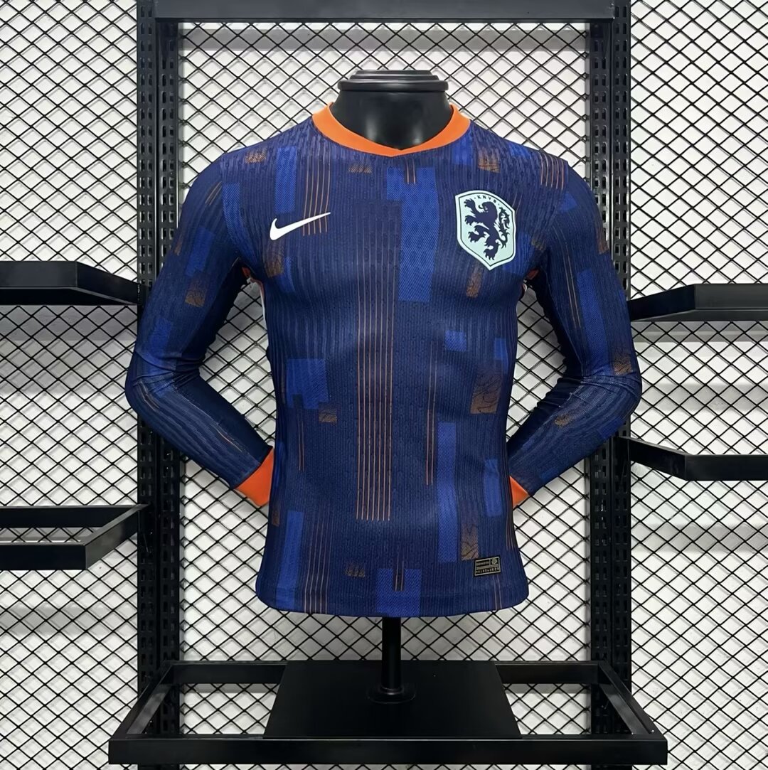 2024-2025 Long Sleeves Player Version Netherlands National Team Away Football Shirt