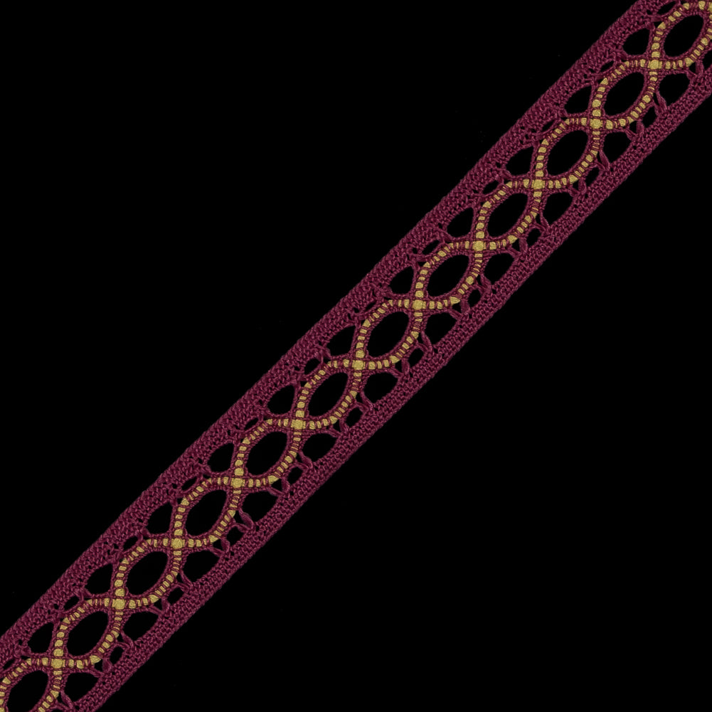 Dusty Rose and Yellow European Crochet Trim - 0.5