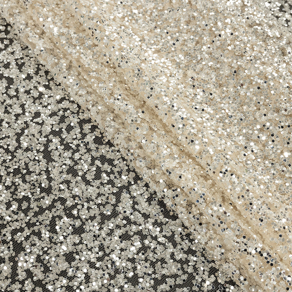 Tulle with Glitter Clusters - Champagne with Platinum - Eminence Collection - Joann Fabrics