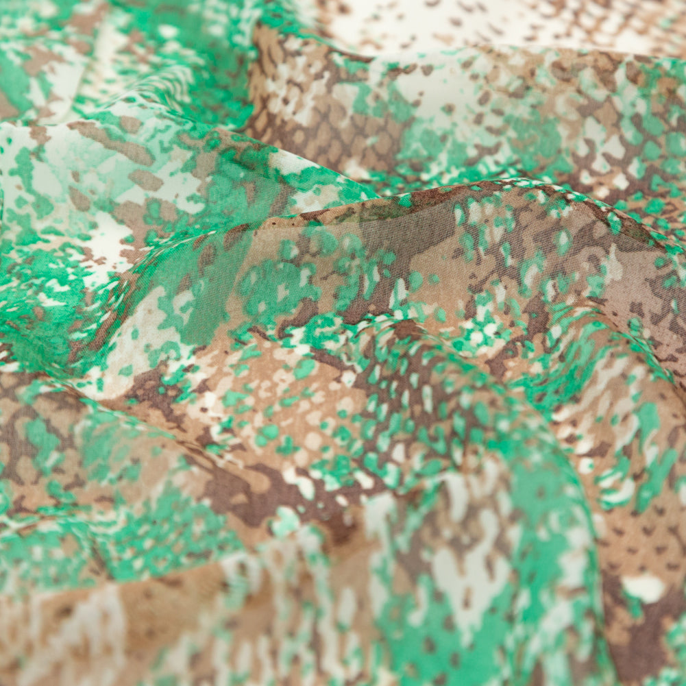 Green and Brown Python Printed Polyester Georgette - Joann Fabrics