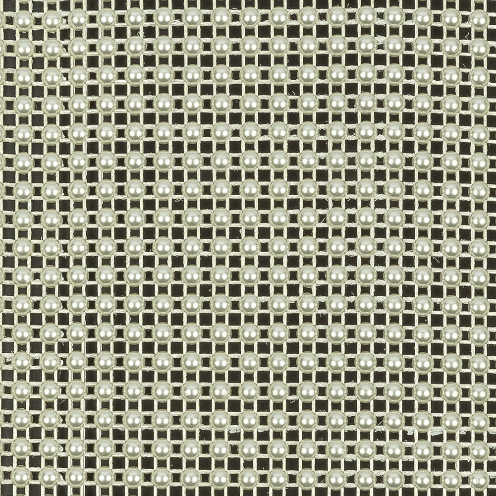 Vintage Ivory Faux Pearl Dotted Mesh Trimming - 4.625