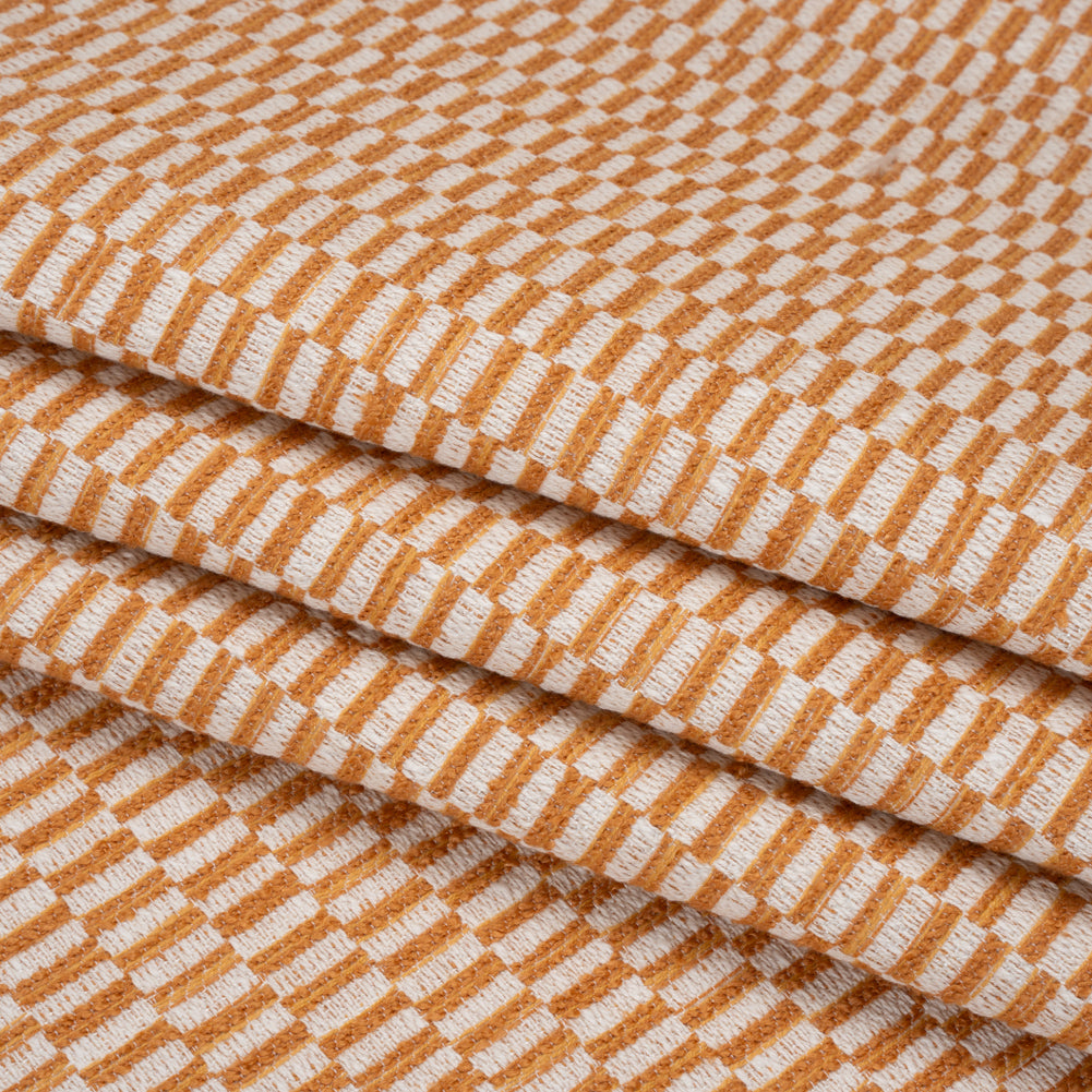 Textured Polyester and Cotton Woven - Tangerine Rectangle Checks - British Imported - Joann Fabrics