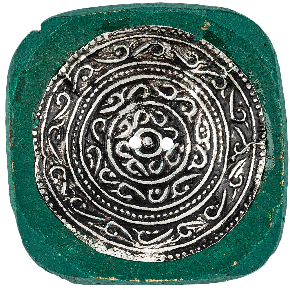 Hunter Green and Silver Foiled 2-Hole Coconut Button - 110L/70mm - Joann Fabrics