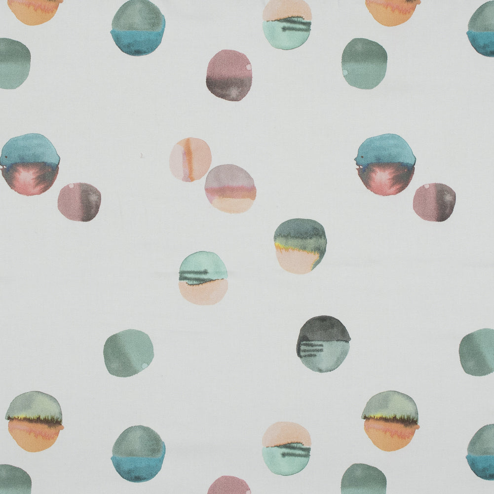 Stretch Cotton Sateen - Off-White Painterly Polka Dots - Bubblegum Pop Print - Mood Exclusive Avenable Collection - Joann Fabrics