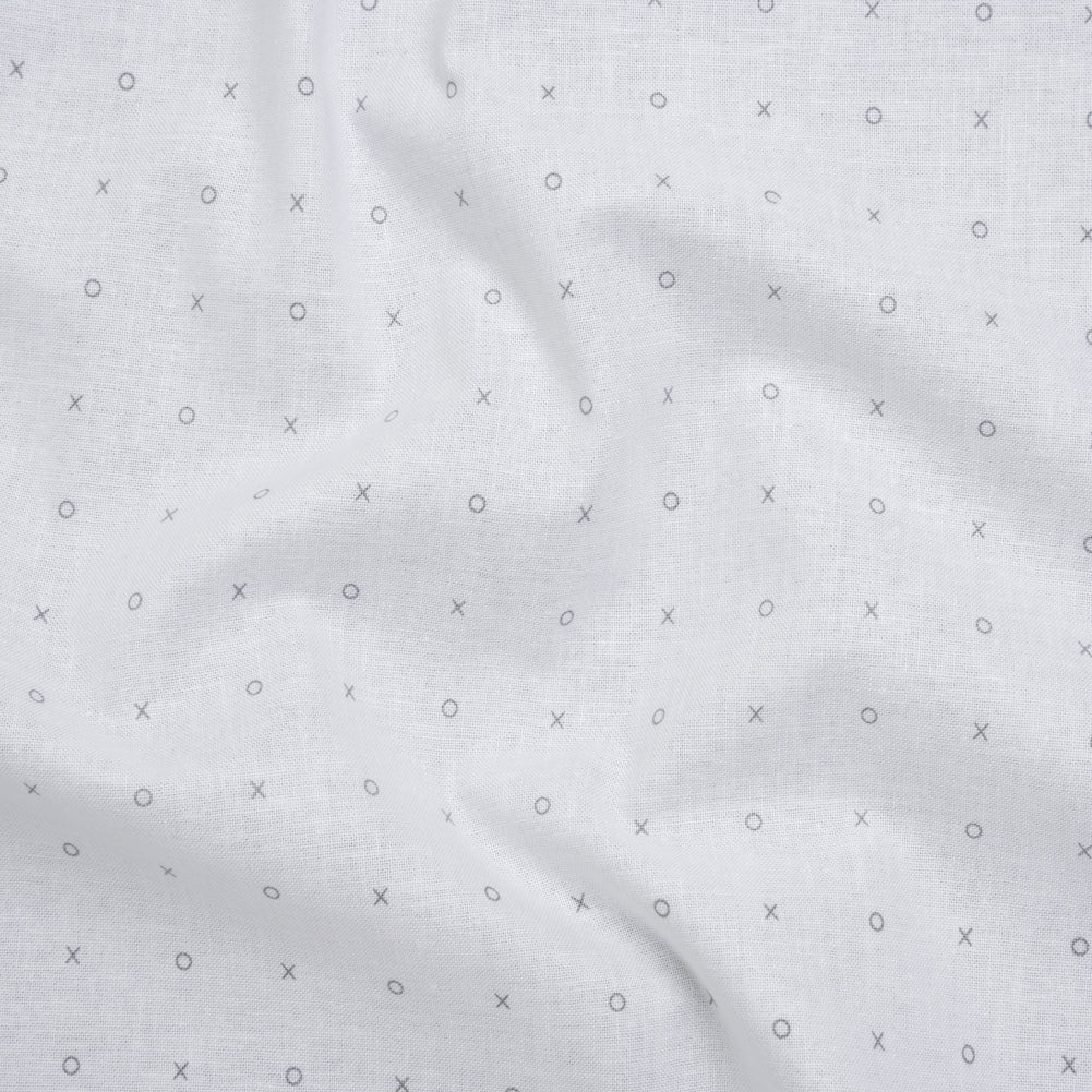 Printed Quilting Cotton by Ghazal Razavi for FIGO Studio - White and Gray XO Grid - Dovetail Collection - Joann Fabrics