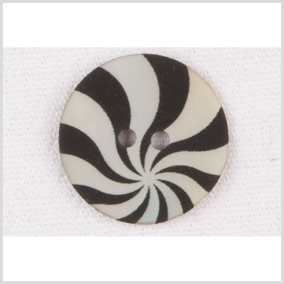 Natural Shell 2-Hole Button - 32L/20mm - Ivory and Black Radiating Swirl - Joann Fabrics