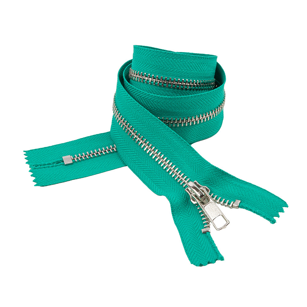 Teal and Silver T5 Closed End Metal Zipper - 36
