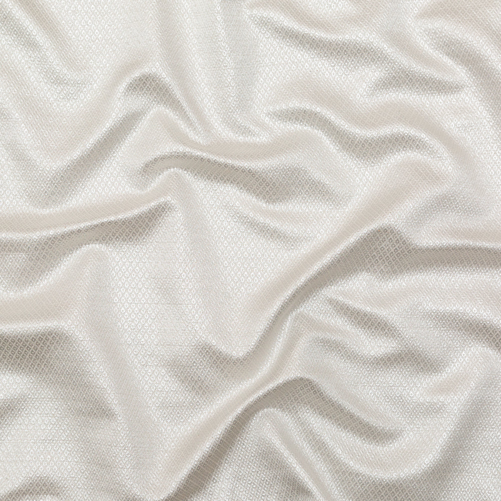 Phillip Lim Metallic Silver and Birch Diamond Patterned Cotton Tweed - Joann Fabrics