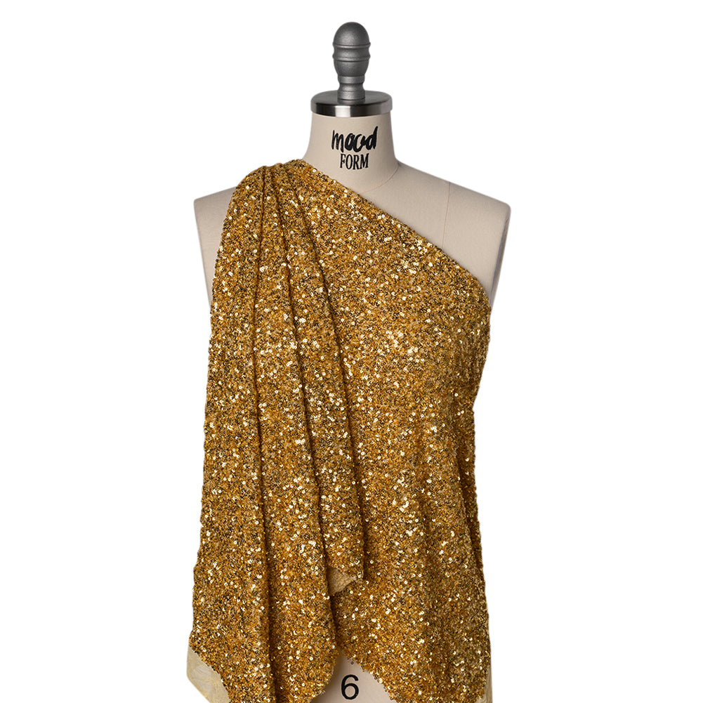 Recycled Polyester All-Over Circular Baby Sequins on Stretch Mesh - Gold - Divine Collection - Joann Fabrics