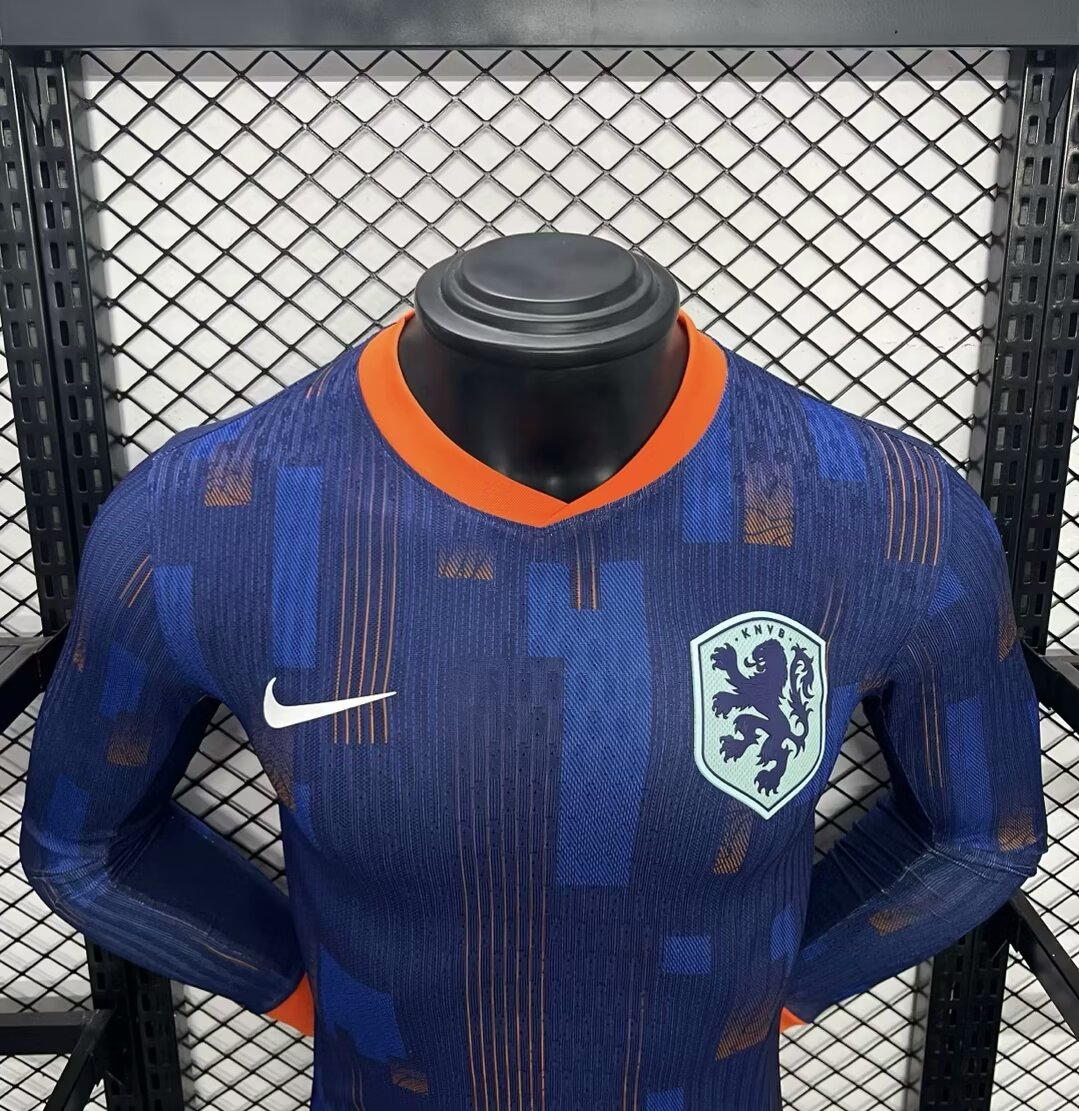 2024-2025 Long Sleeves Player Version Netherlands National Team Away Football Shirt