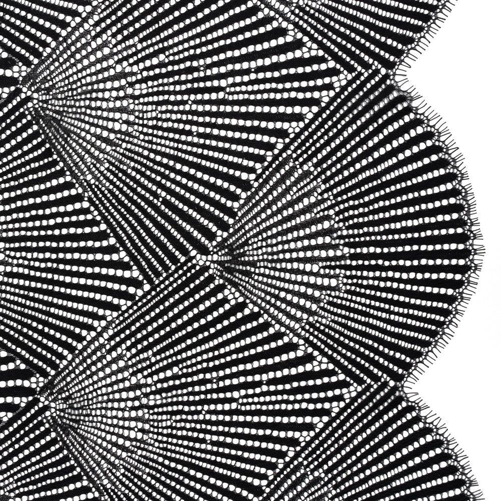 Metallic Raschel Lace Panel with Finished Scalloped Edges - Black Fans - Joann Fabrics