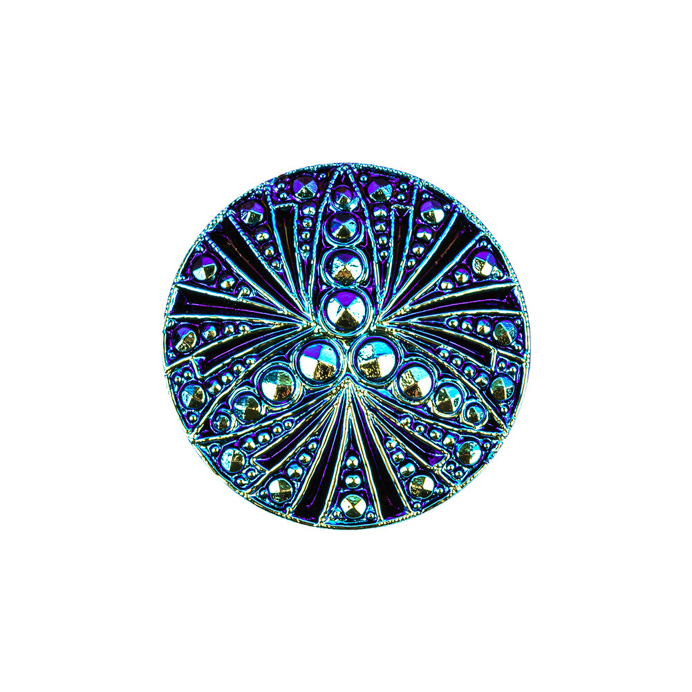 Vintage Blue Iris and Black Classical Shank Back Glass Button - 36L/23mm - Joann Fabrics