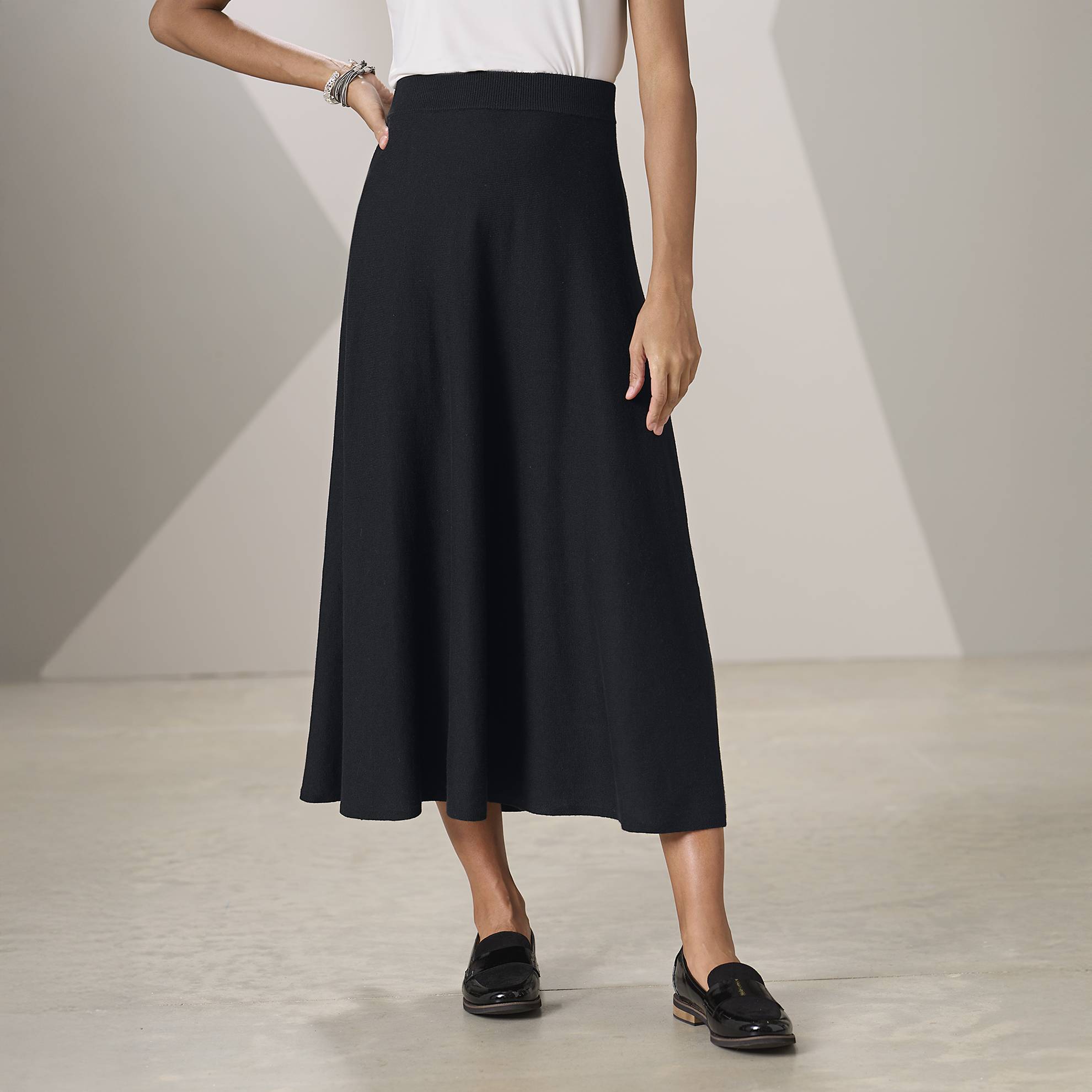 Sweater-Knit Boot Skirt, A-Line, Elasticized Waist - Northstyle Catalog