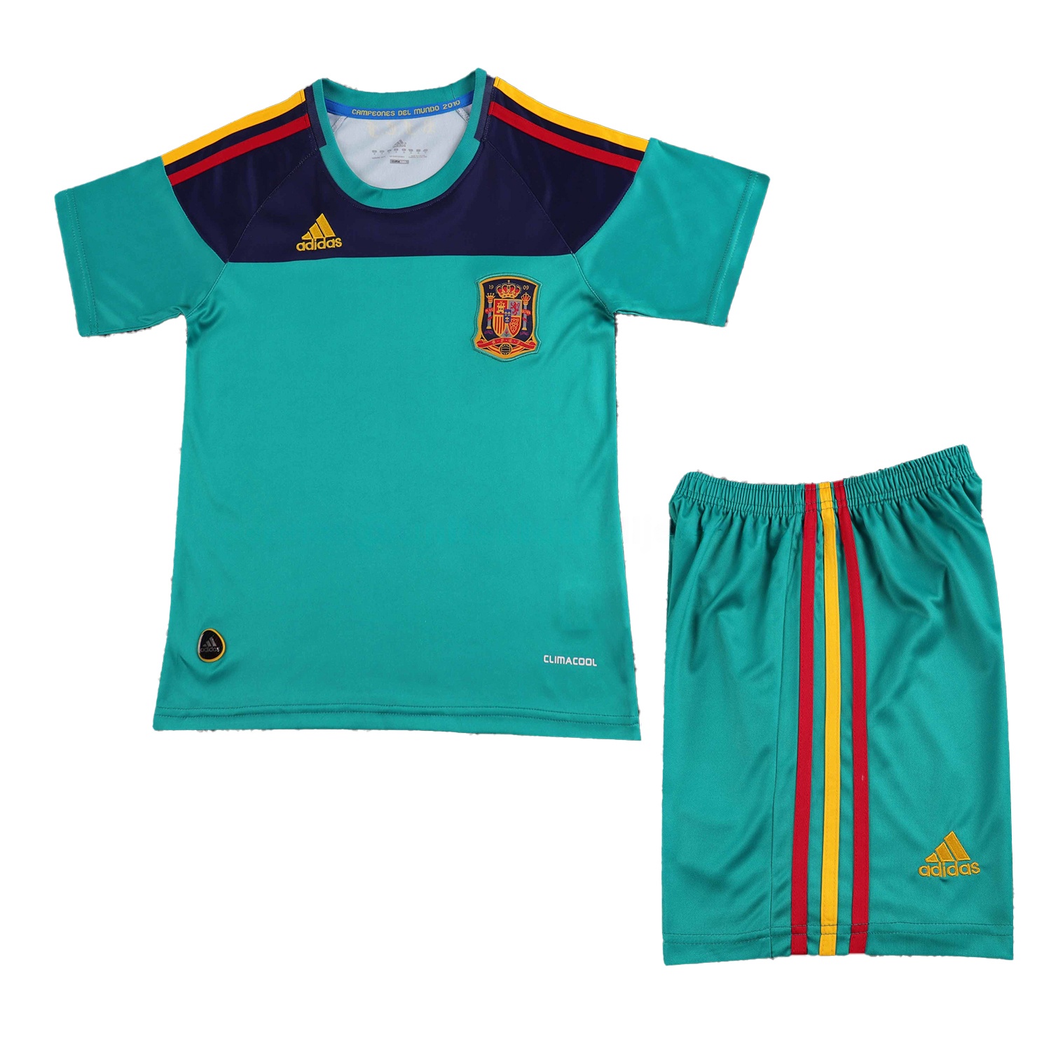 Retro Spain 2010 Green Goalkeeper Kids Kit - UnitedFutballJersey