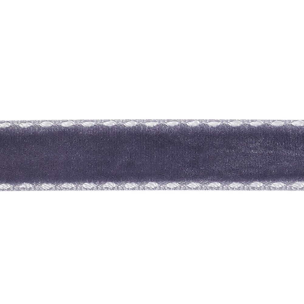 Faded Purple and White Side-Stitched Velvet Ribbon - 0.5