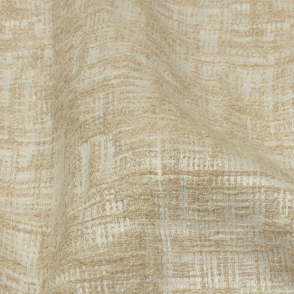 Cotton and Recycled Polyester Drapery Jacquard - Champagne Crosshatched Lines - British Imported - Joann Fabrics