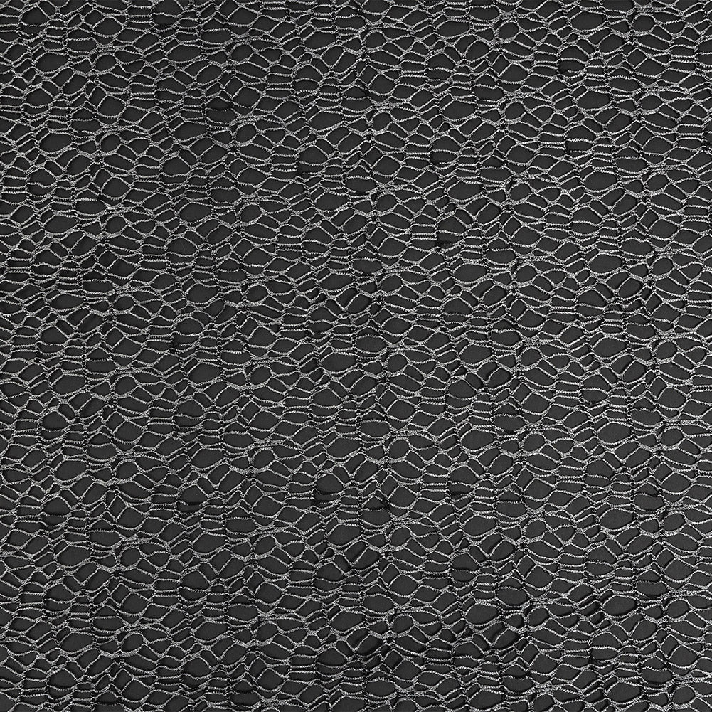 Webbed Guipure Lace - Black with Metallic Silver Foil - Joann Fabrics