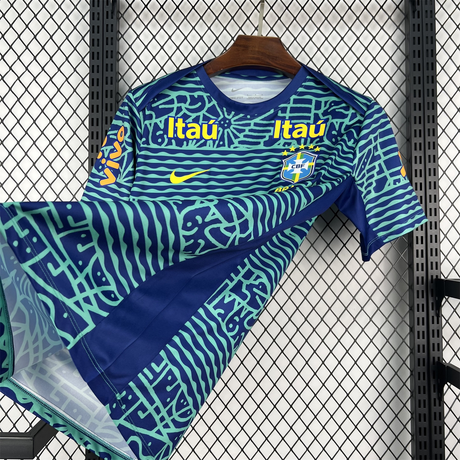Retro Brazil 2024 Blue Pre-Match Training Jersey - Fans Version - UnitedFutballJersey