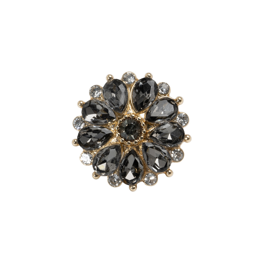 Rhinestone and Metal Shank Back Button - 32L/20mm - Black Diamond and Gold Little Daisy - Joann Fabrics