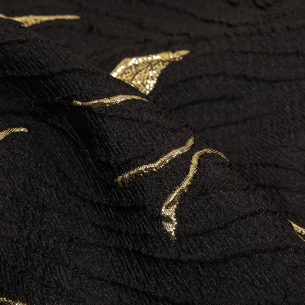 Metallic Gold and Black Floral Border Print Luxury Brocade - Joann Fabrics