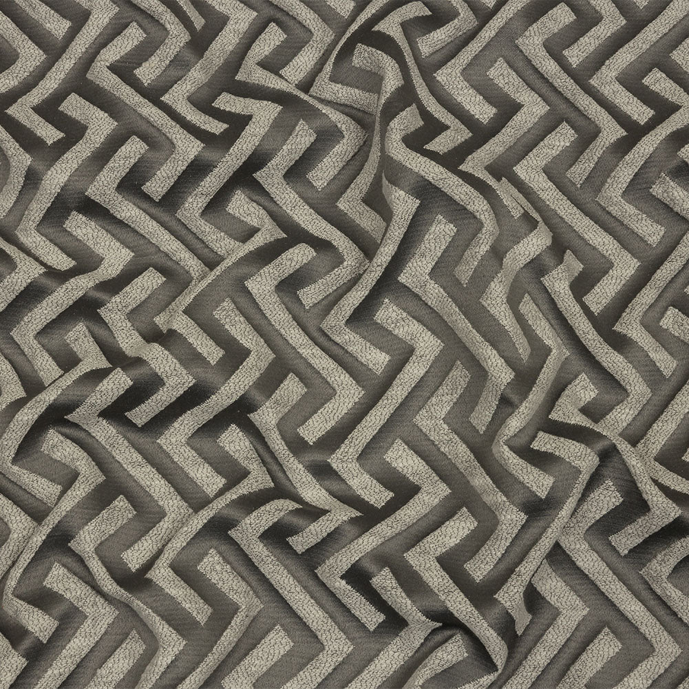 Cotton and Recycled Polyester Drapery Jacquard - Graphite Broken Chevrons - British Imported - Joann Fabrics