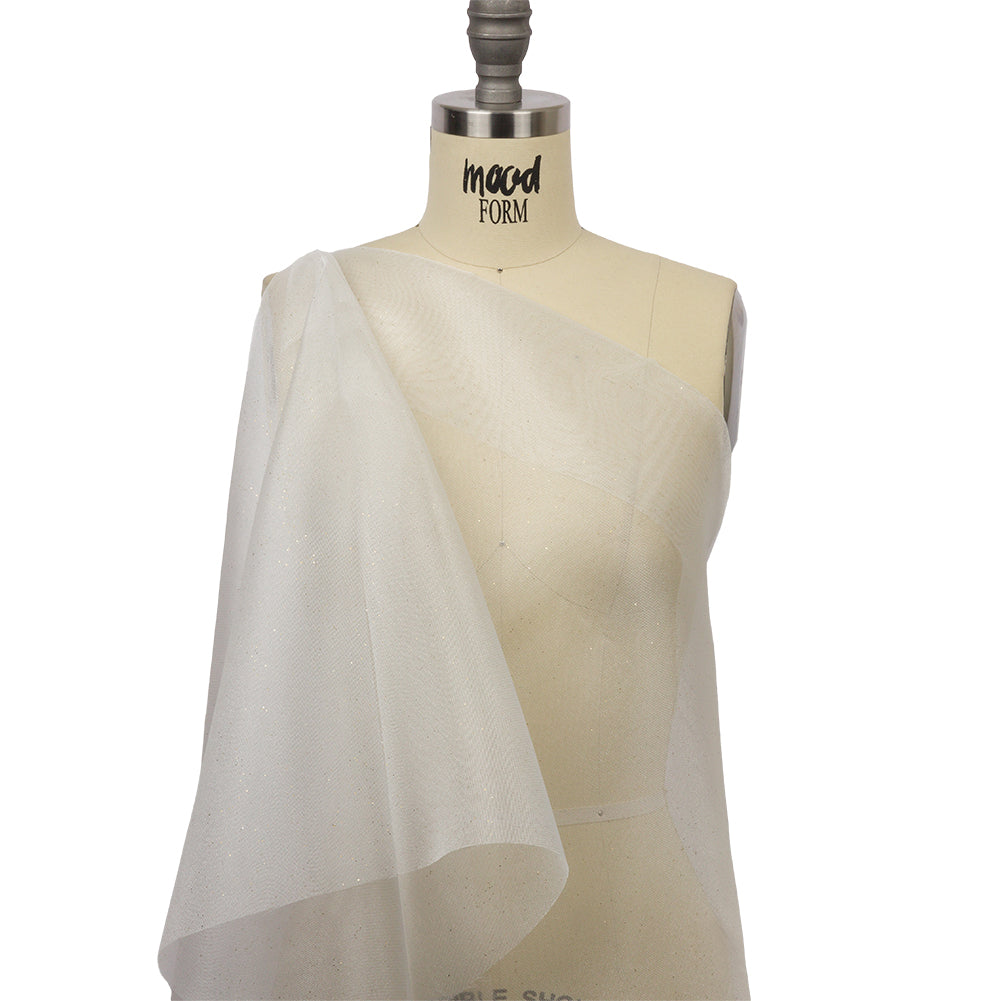Polyester Mesh Organza with Gold Glitter - White - Starlight Collection - Joann Fabrics