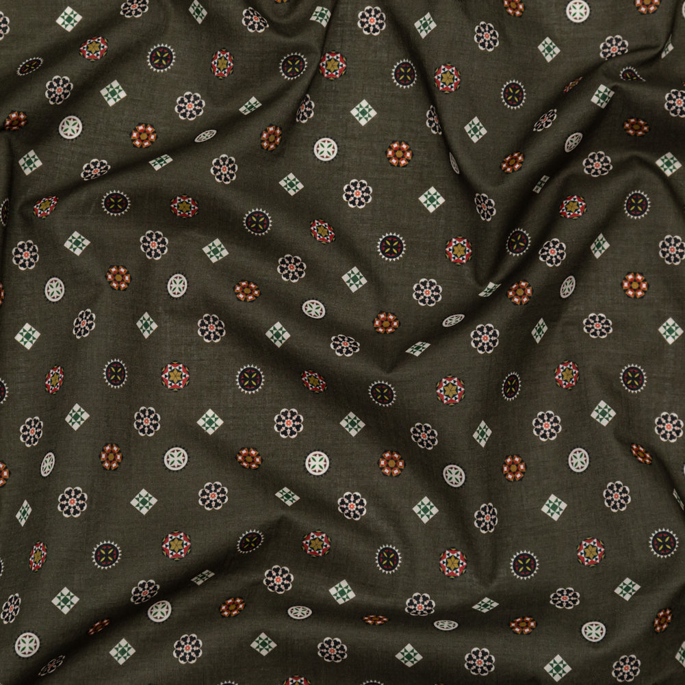 Cotton Voile - Olive Green LIttle Medallions - Emblematic Medallions Print - Mood Exclusive Serengeti Collection - Joann Fabrics