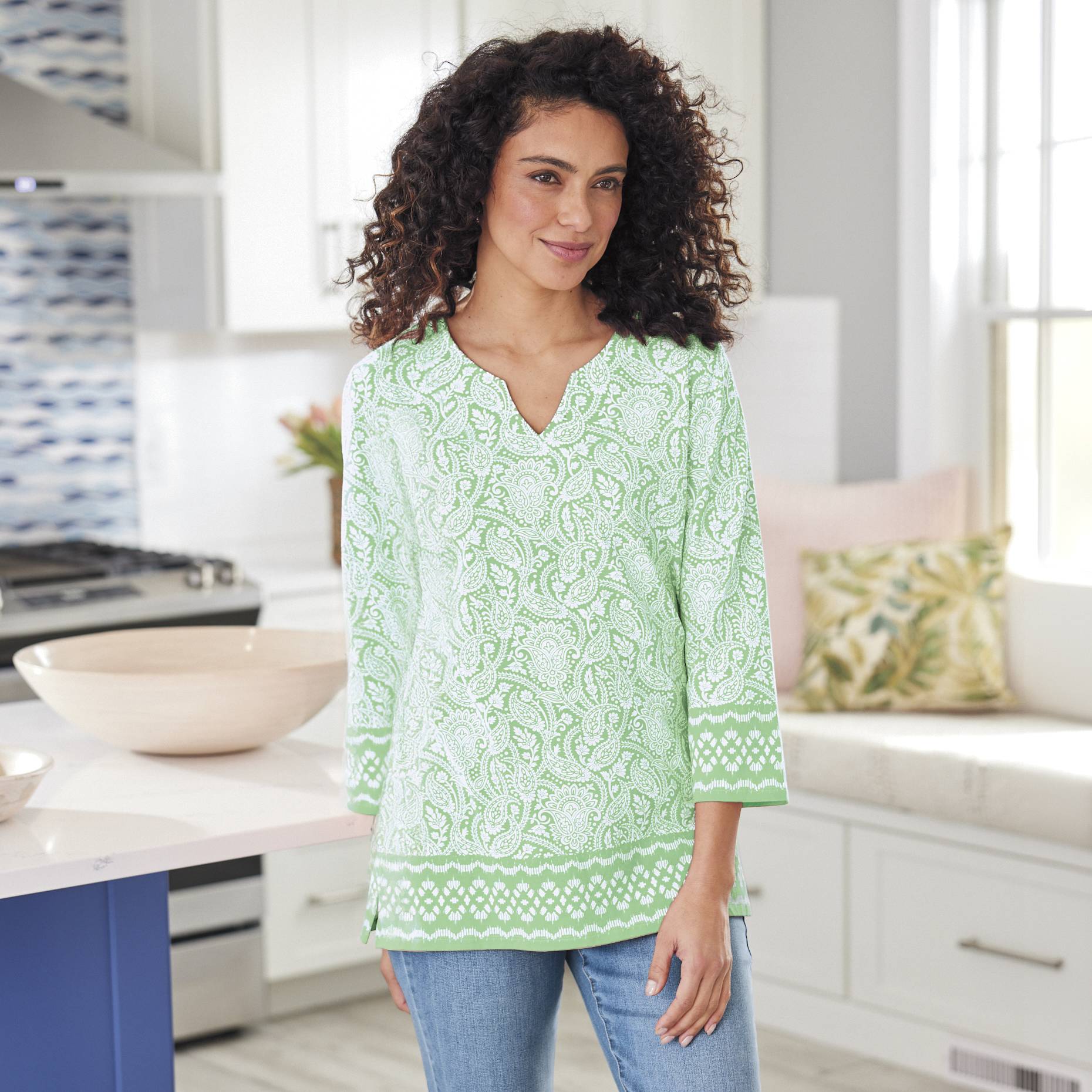 Border Print Knit Tunic - Northstyle Catalog