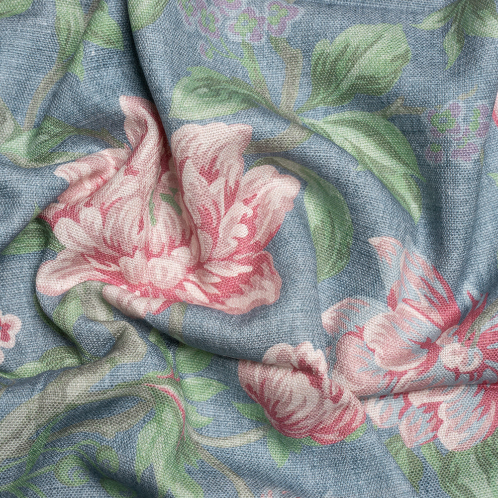 Viscose and Linen Woven - Dusky Seaspray Floral - British Imported - Joann Fabrics