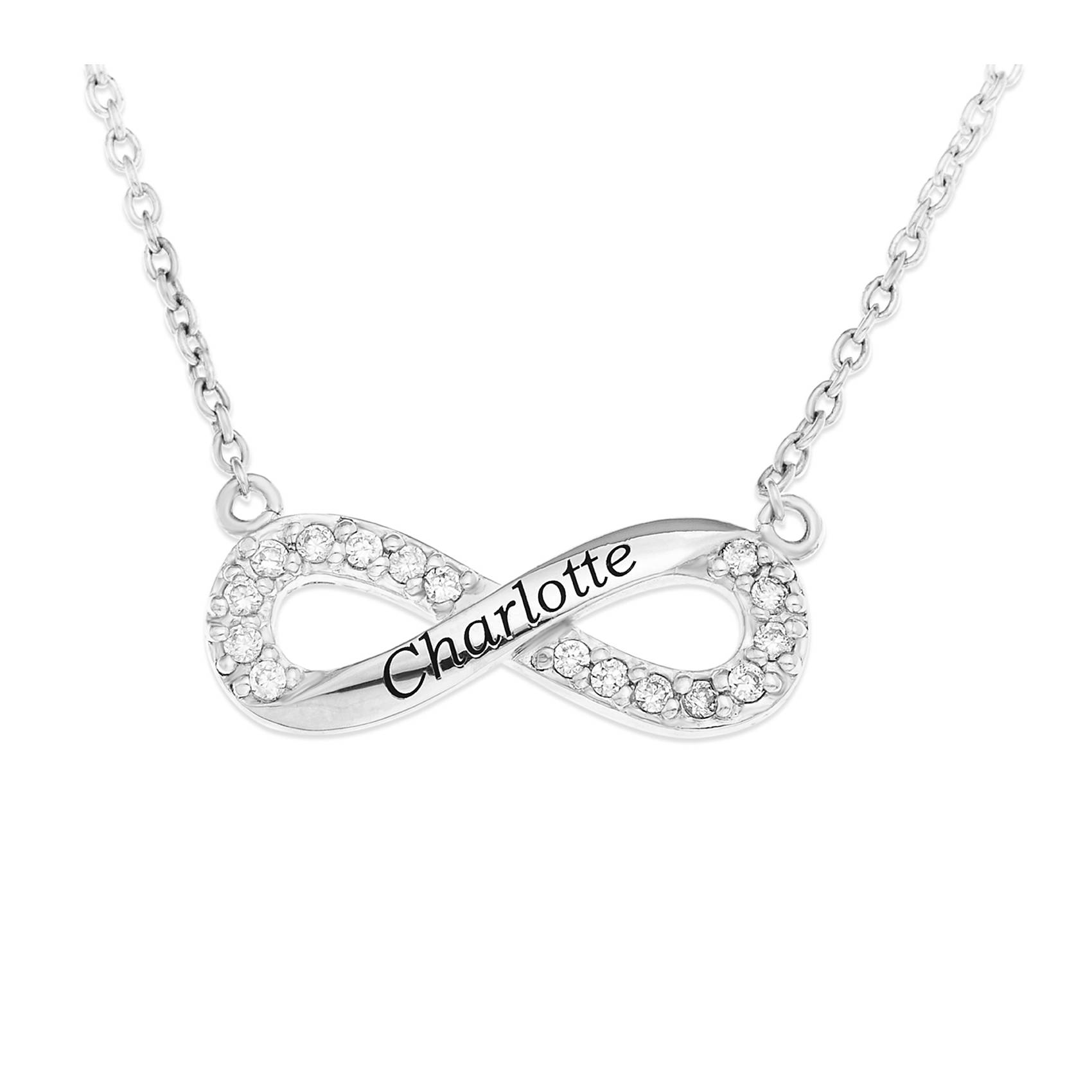 Personalized Cubic Zirconia & Sterling Infinity Name Pendant, 18