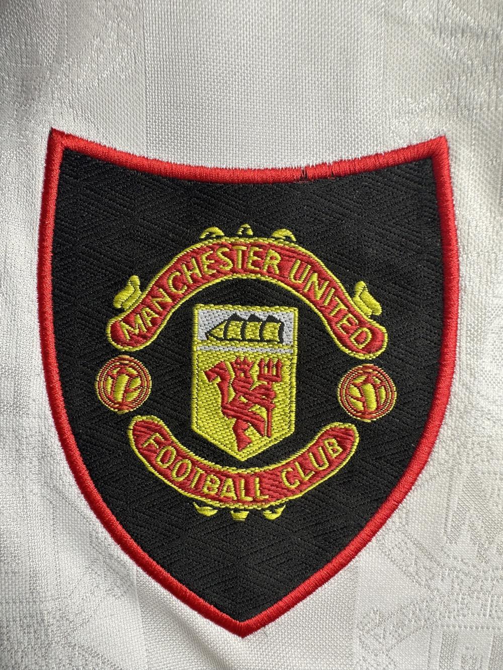 1998-1999 Retro Long Sleeve Manchester United Away White Football Shirt 1:1 Thai Quality