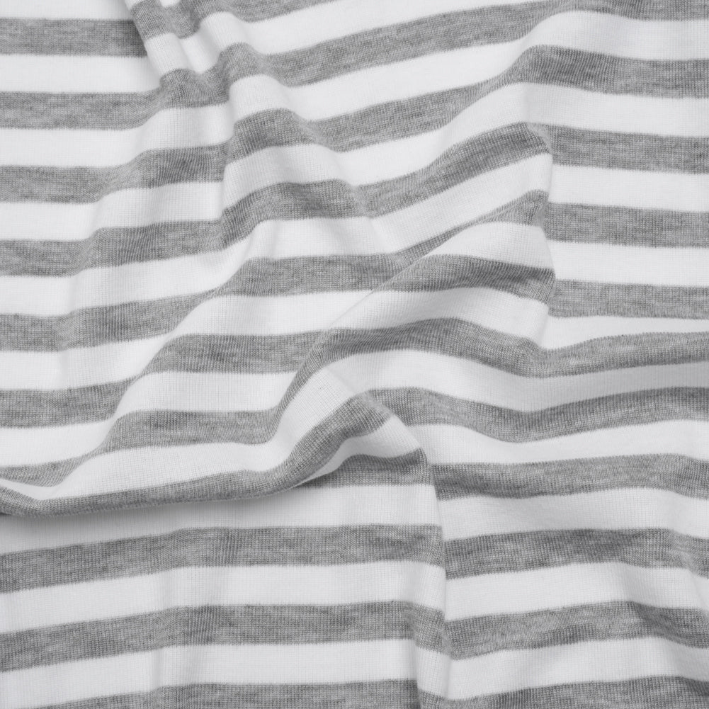 Cotton and Polyester 1x1 Rib Knit - Heathered Gray and White Stripes - Deadstock - Joann Fabrics