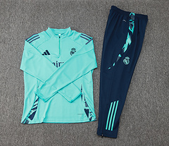 2024/2025 Real Madrid Light Green Half-Pull Training Suit Football Shirt 1:1 Thai Quality Set