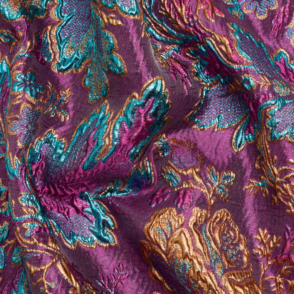 Metallic Purple, Teal and Gold Floral Delight Luxury Brocade - Joann Fabrics