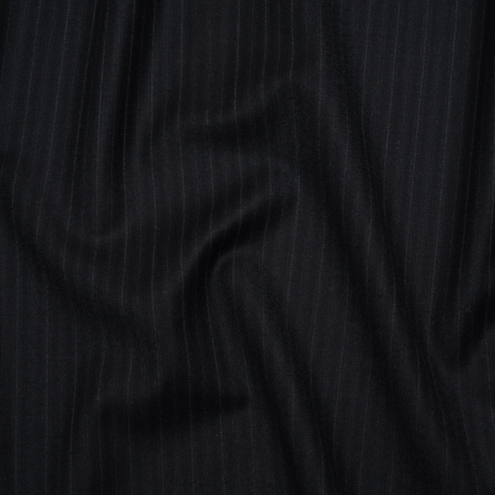 Super 130 Wool Suiting Made in Italy - Navy, Black and White Pinstripes - Deadstock - Joann Fabrics