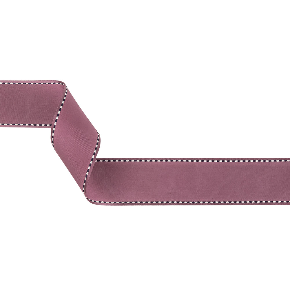 Purple Woven Ribbon with Navy Blazer and White Stitched Border - 1.375
